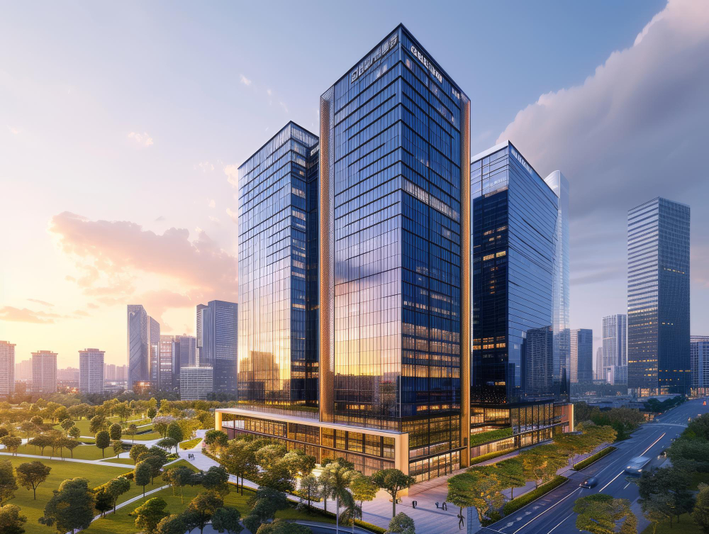 Modern Building Architecture Skeleton and Glass Facade